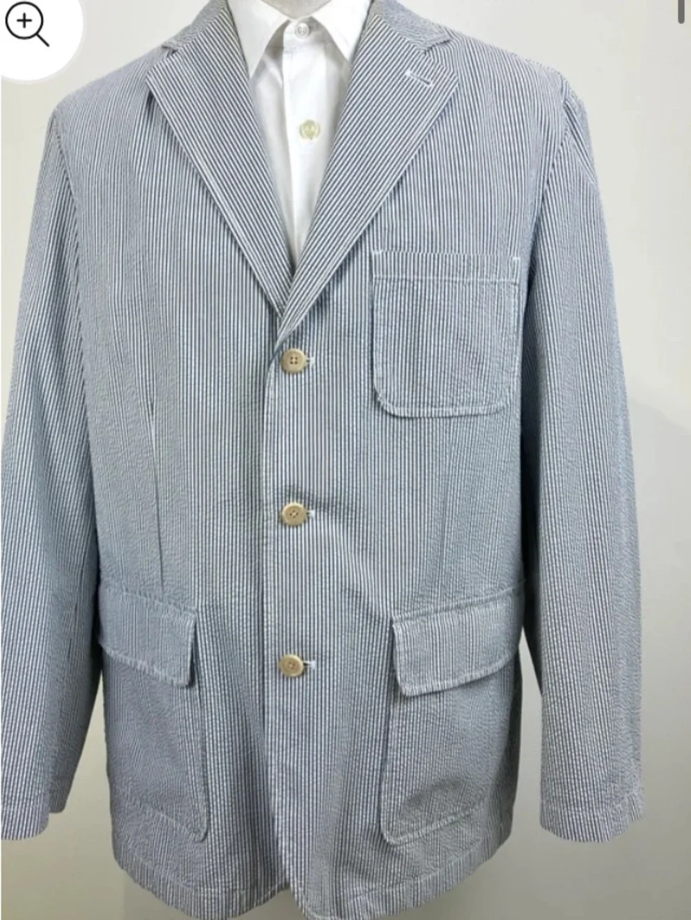 Lands' End Blue & White Seersucker Sport Coat